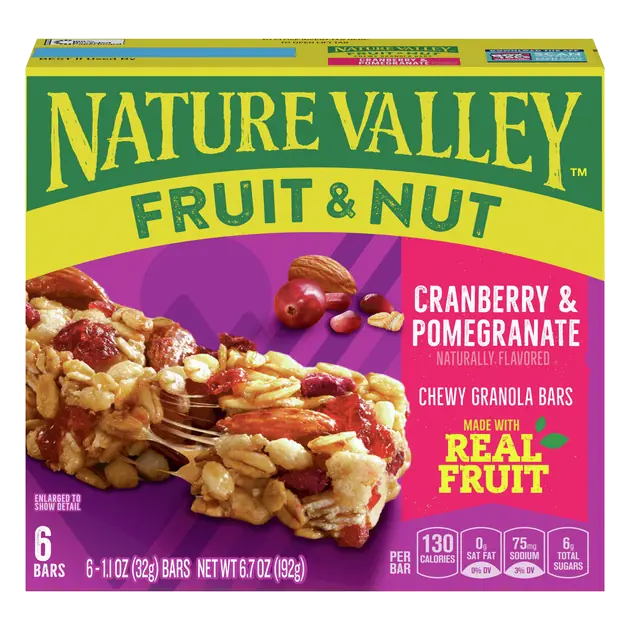 Nature Valley Fruit & Nut Cranberry & Pomegranate Chewy Trail Mix Granola Bars, 1.1 oz, 6 count