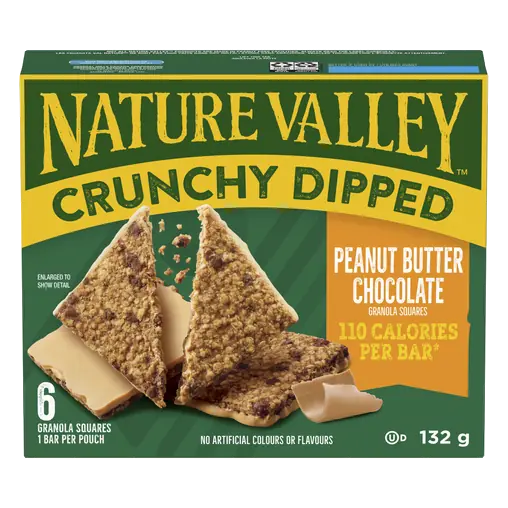 Granola Bars Crunchy Dipped Peanut Butter Chocolate 132 g