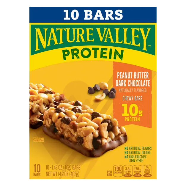 Peanut Butter Dark Chocolate Chewy Protein Bars - 10 ct