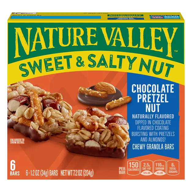 Sweet & Salty Chewy Chocolate Pretzel Granola Bars - 6 ct