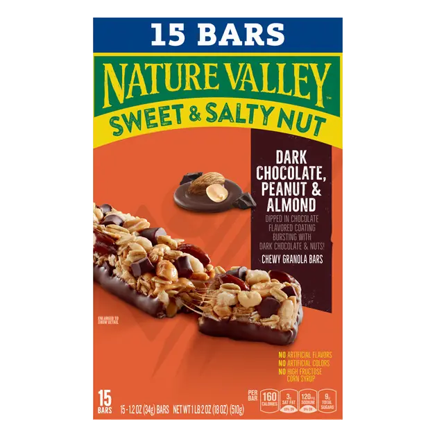 Nature Valley Sweet & Salty Nut Dark Chocolate Peanut & Almond Chewy Granola Bars Family Pack 15-1.2 oz Bars