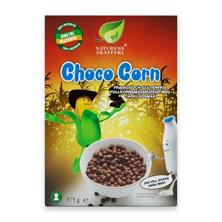 Choco corns Fullkornsmajspuffar med choklad Glutenfri 375g
