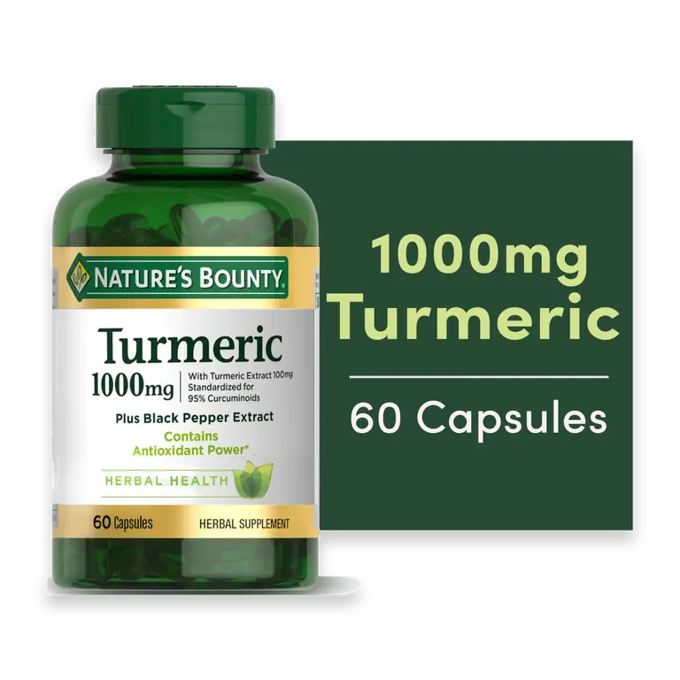 Turmeric + Black Pepper Extract Antioxidant Health Support Capsules, 1000mg