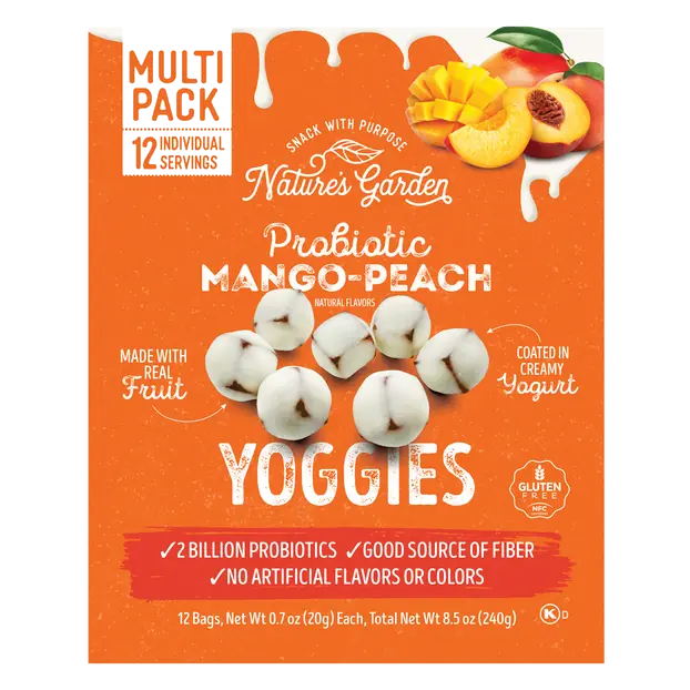 Yoggies Probiotic Mango Peach Yogurt Covered Fruit - 12 ct