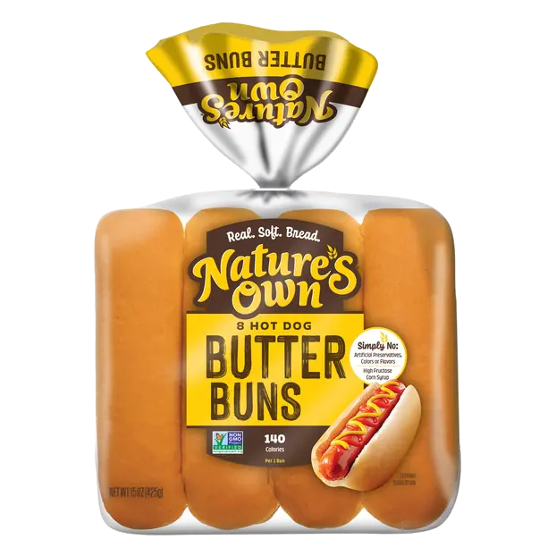 Nature's Own Butter Buns Hot Dog Buns, Non-GMO Hot Dog Buns, 8 Count
