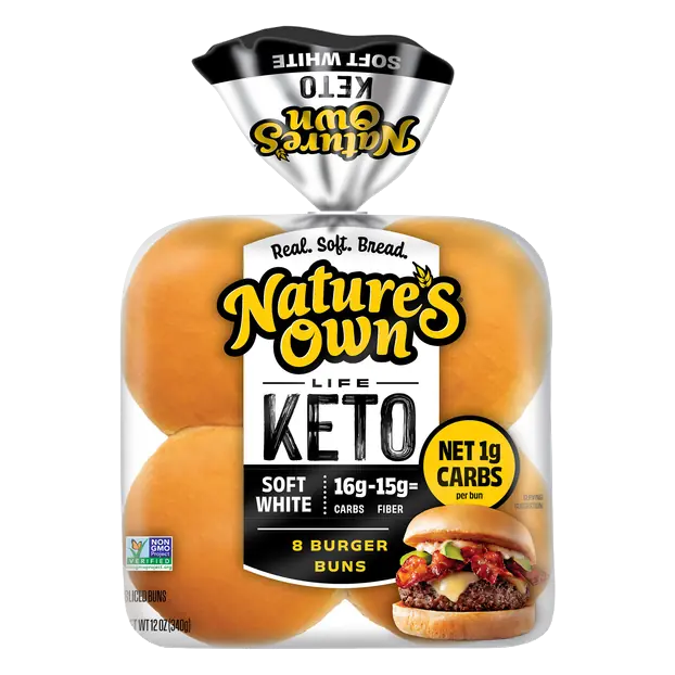 Life Keto 60 Calories Soft White Hamburger Buns - 8 ct