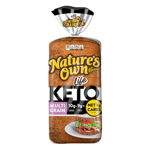 Nature's Own Life Keto Multigrain Bread, Net 1 Carb Non-GMO Sliced Multigrain Keto Bread, 16 oz Loaf