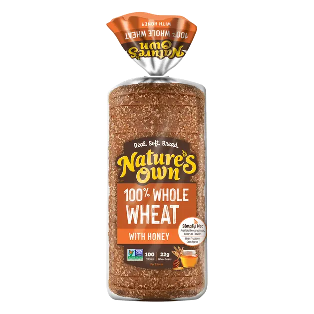 Soft Whole Grain 100% Whole Wheat Bread with Honey Sliced