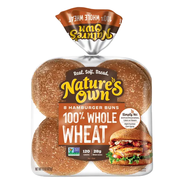 Whole Grain 100% Whole Wheat Hamburger Buns - 8 ct