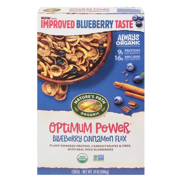 Blueberry Cinnamon Flax Plant-Powered Protein, Carbohydrates & Fiber, with Real Wild Blueberries Organic Cereal