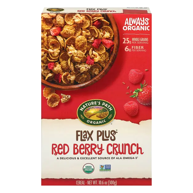 Organic Flax Plus Red Berry Crunch Fiber Whole Grain Cereal
