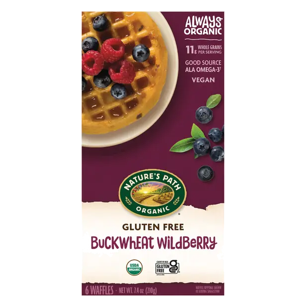 Organic Gluten Free Vegan Buckwheat Wildberry Waffles - 6 ct