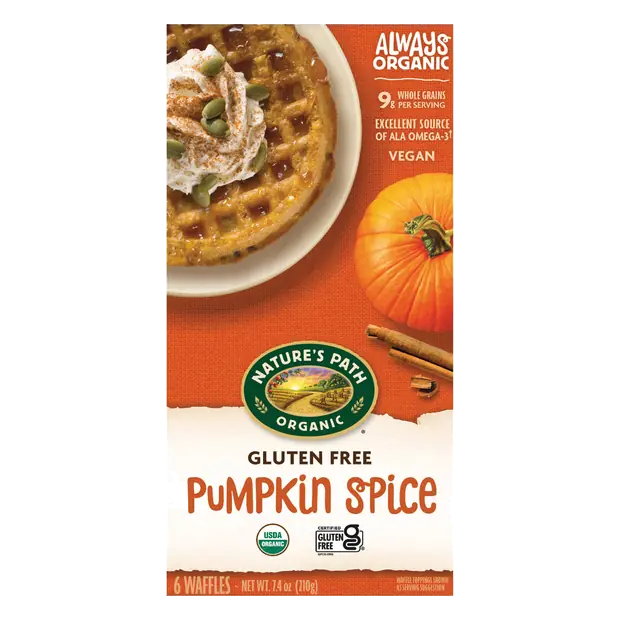 Organic Gluten Free Vegan Pumpkin Spice Waffles - 6 ct