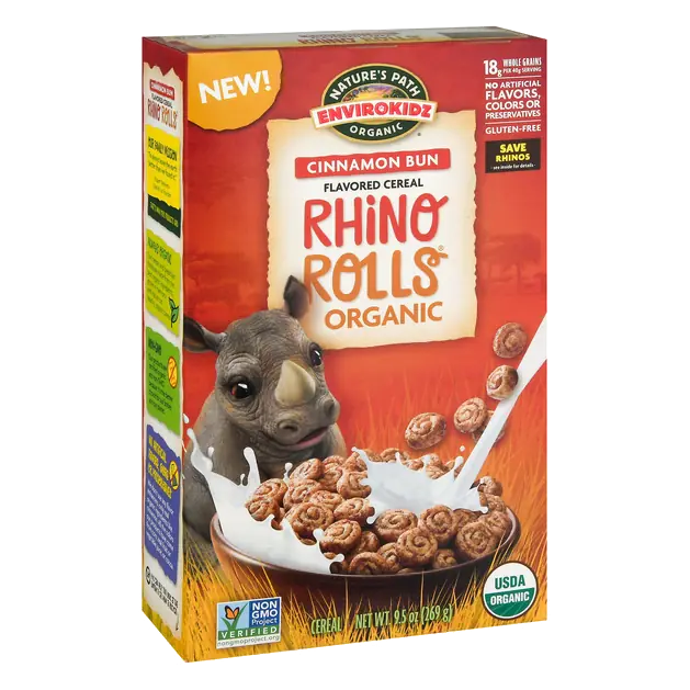 Nature's Path Organic Rhino Rolls Cinnamon Bun Flavored Cereal