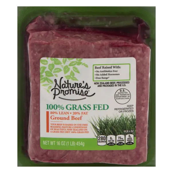 100% Grass-fed 80% Lean 20% Fat Ground Beef