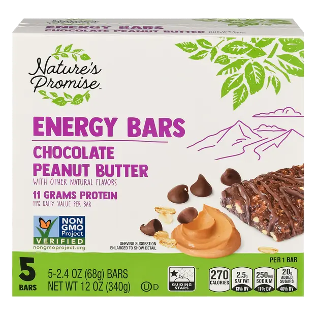 Chocolate Peanut Butter Energy Bars - 5 ct