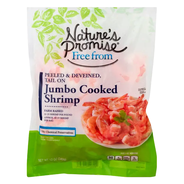 Cooked Tail-On Peeled Jumbo Shrimp 21-25 ct per lb Frozen