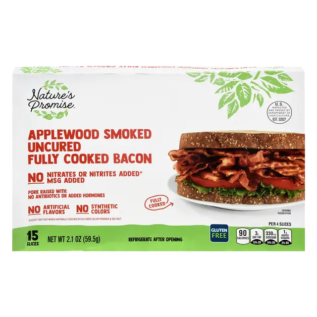 Fully Cooked Applewood Smoked Uncured Bacon Slices