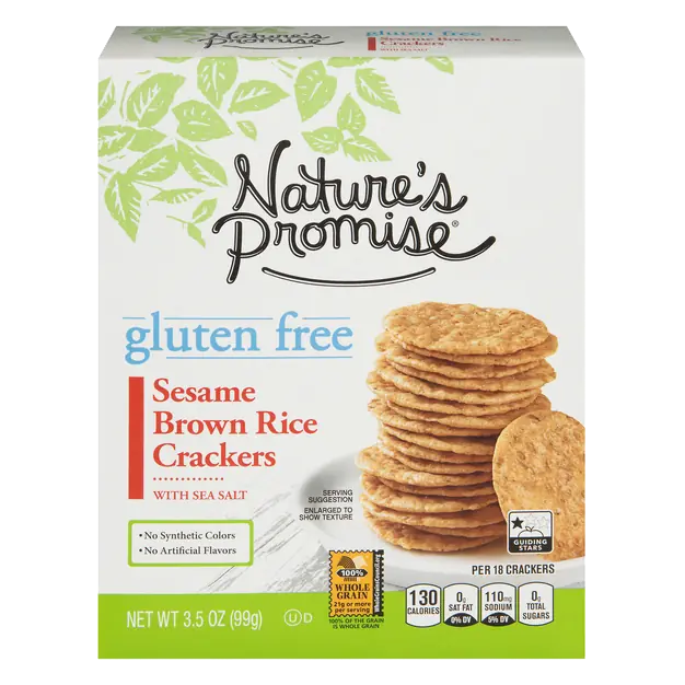 Gluten Free Sesame Brown Rice Crackers with Sea Salt