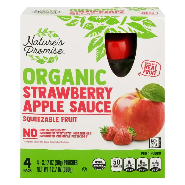 Kids Organic Strawberry Applesauce Pouches - 4 ct