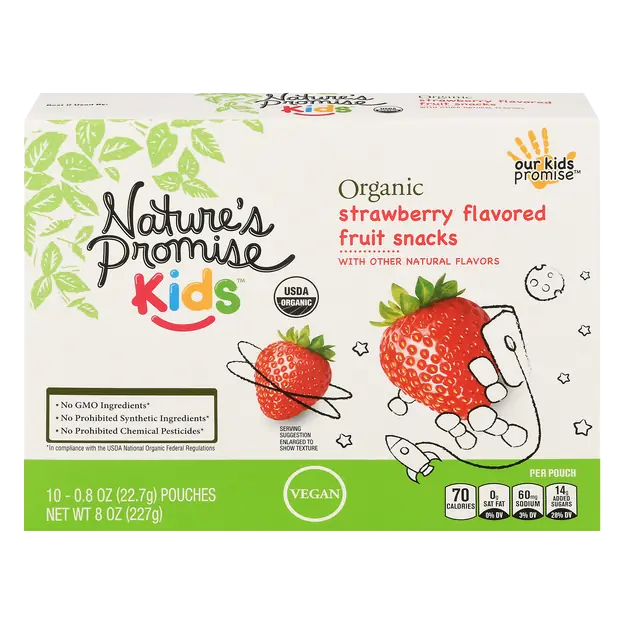 Kids Organic Strawberry Flavored Fruit Snacks - 10 ct