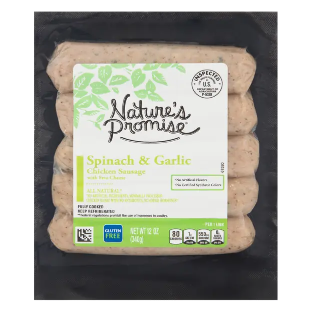 Natural Spinach & Garlic Chicken Sausage with Feta - 5 ct