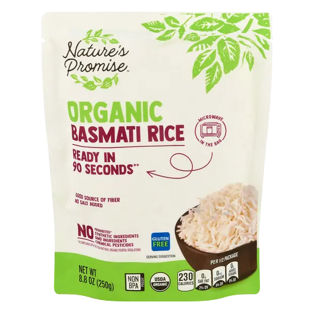 Organic 90 Second Microwave White Basmati Rice