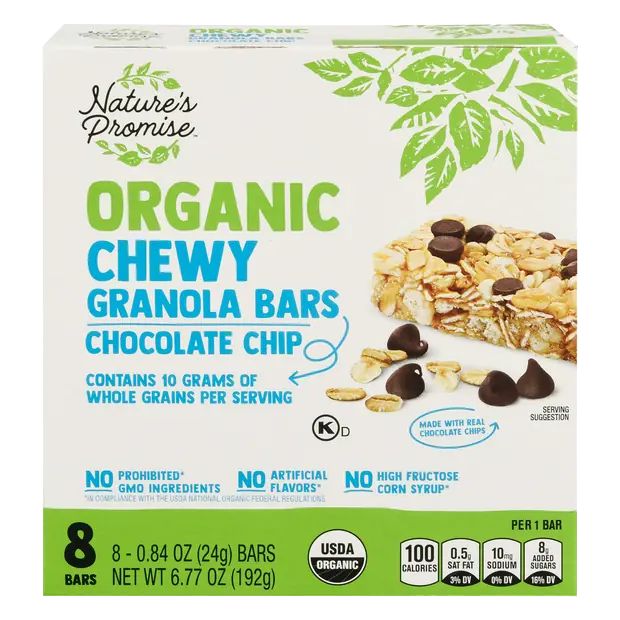 Organic Chewy Chocolate Chip Granola Bars - 8 ct