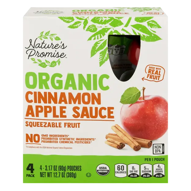 Organic Cinnamon Applesauce Pouches - 4 ct