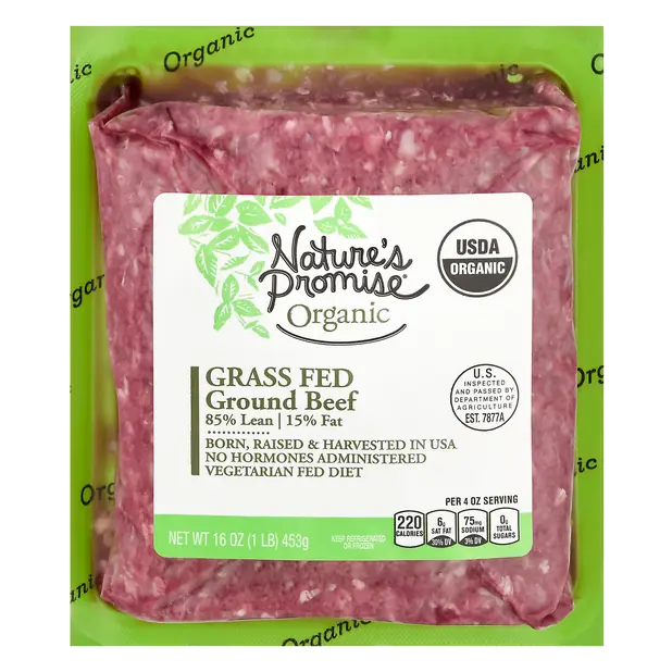 Organic Grass-fed 85% Lean 15% Fat Ground Beef