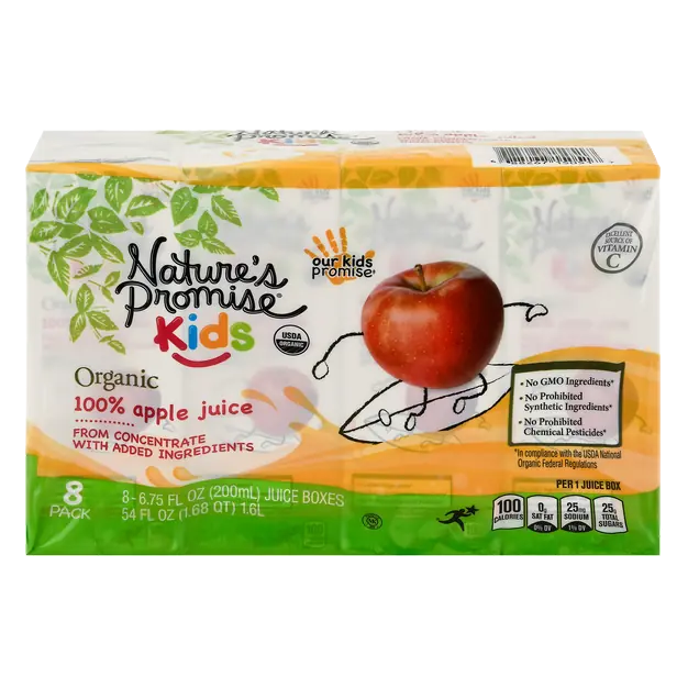 Organic Kids Apple Juice Boxes - 8 pk