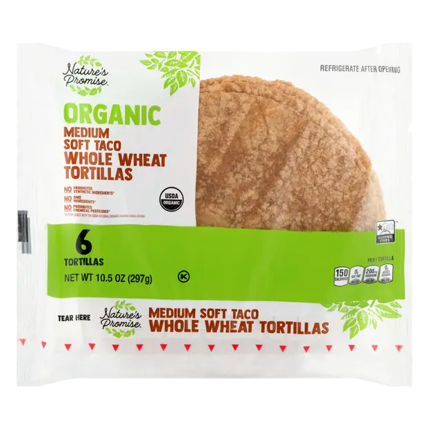 Organic Medium Soft Whole Wheat Tortillas - 6 ct