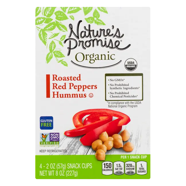 Organic Roasted Red Pepper Hummus Snack Single Cups 4 ct