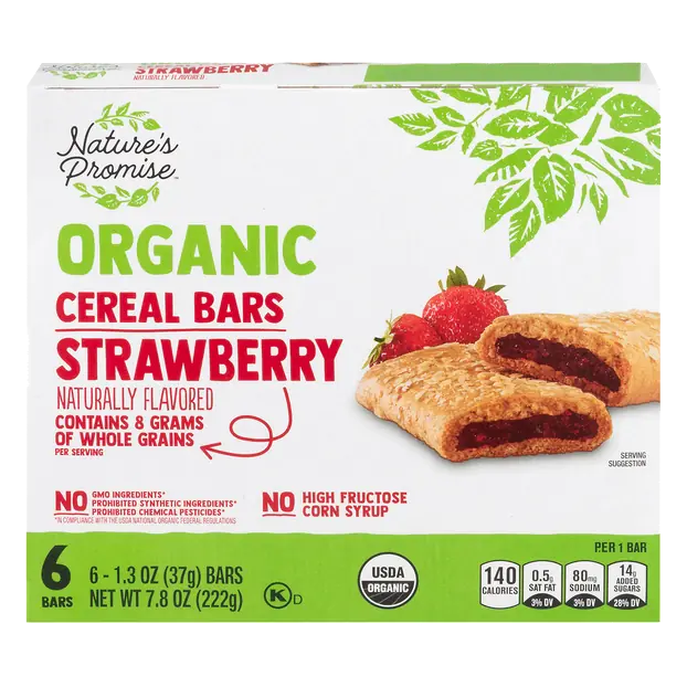 Organic Strawberry Cereal Bars - 6 ct