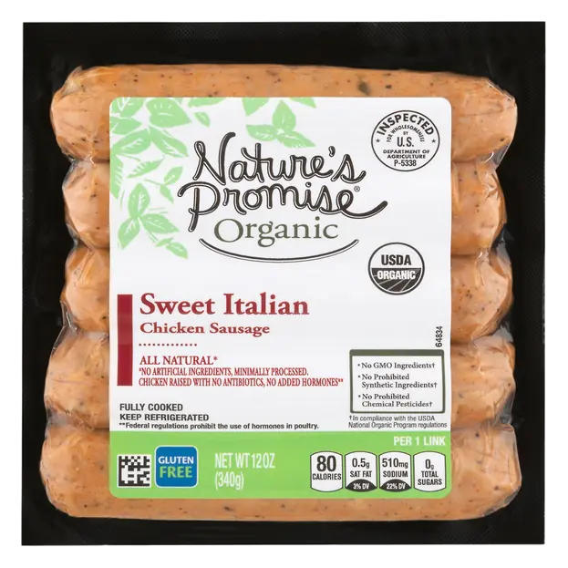 Organic Sweet Italian Chicken Sausage - 5 ct