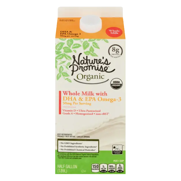Organic Vitamin D Whole Milk with DHA & EPA Omega- 3