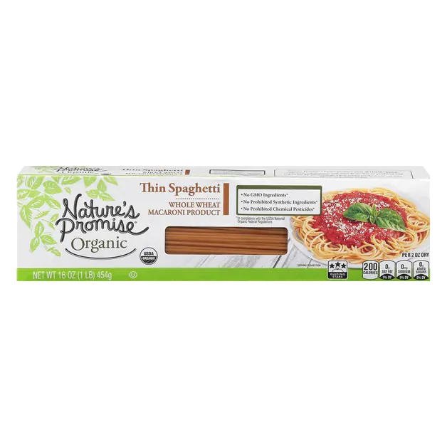 Organic Whole Grain Whole Wheat Thin Spaghetti Pasta
