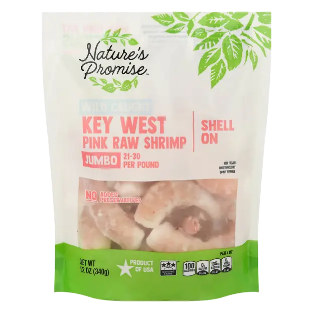 Raw Wild Caught KeyWest Shell On Pink Jumbo Shrimp Frozen