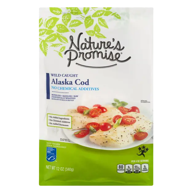 Wild Caught Boneless Skinless Alaska Cod - 4 ct Frozen