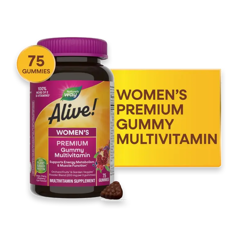 Alive! Women's Premium Multivitamin Grape Cherry and Blueberry Acai Flavored Gummy