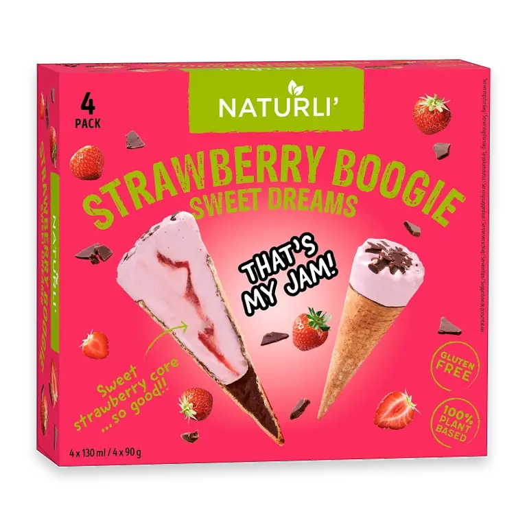 Glasstrut Strawberry Boogie Vegansk 4-p
