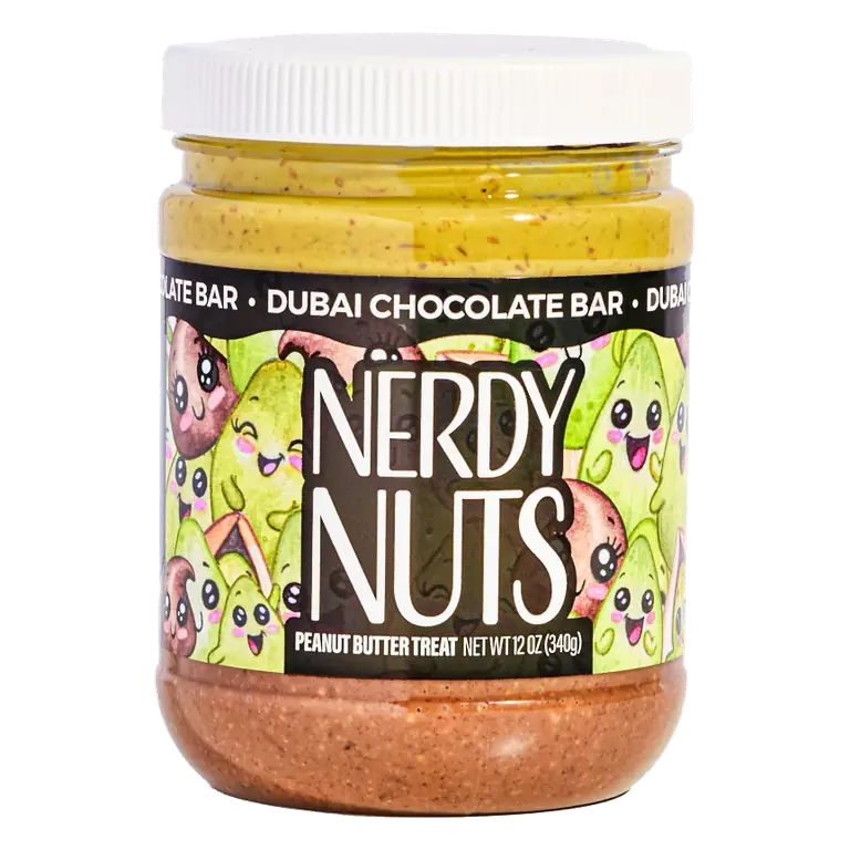 Nerdy Nuts Dubai Chocolate Bar Peanut Butter Treat, 12oz: Creamy Texture