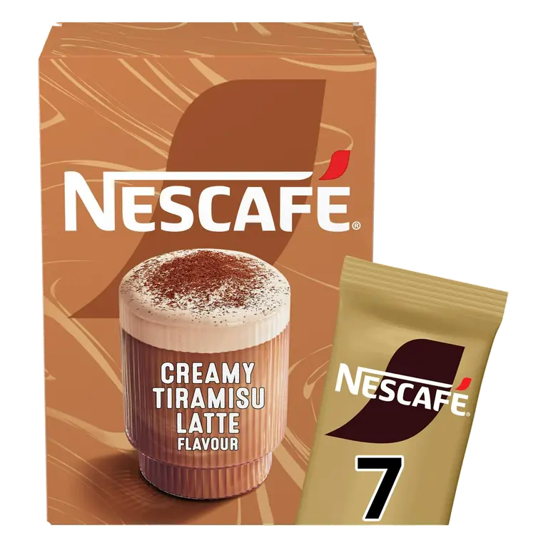 7 x 19.5g Latte Flavour Creamy Tiramisu Coffee Sachets, Dessert Edition