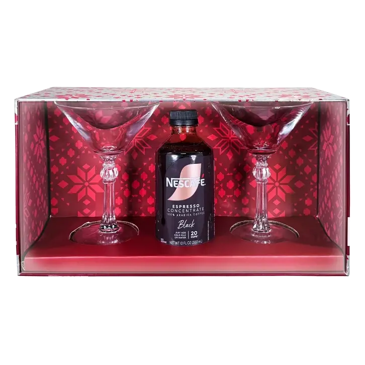 Nescafe Espresso Concentrate and Martini Glasses Gift Set, 10oz/3pc