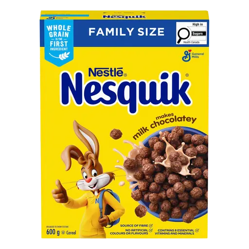 Nesquik Breakfast Cereal Chocolate Whole Grains Family Size 600 g