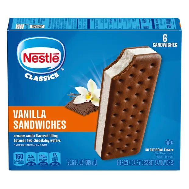 Classics Vanilla Frozen Dairy Dessert Sandwiches - 6 ct