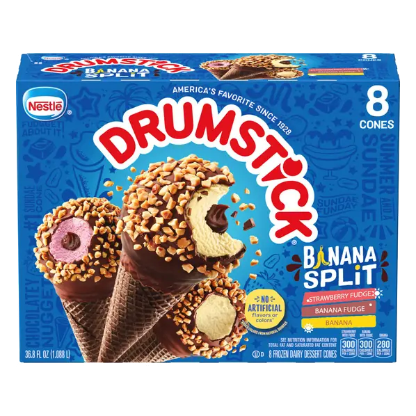 Drumstick Banana Split Sundae Cones Variety Pack, 8 Count