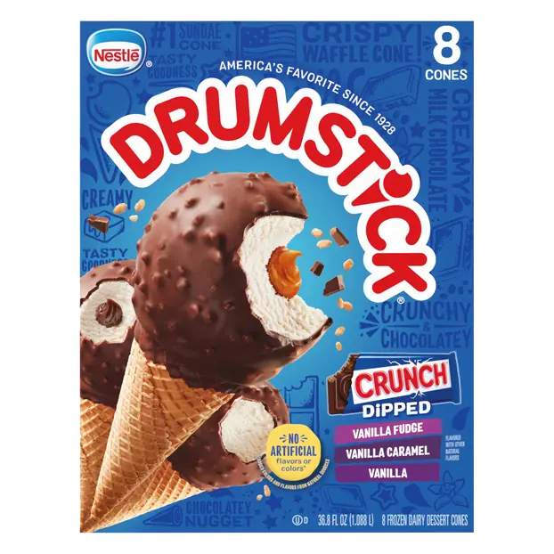 Crunch Dipped Assorted Dairy Dessert Cones - 8 ct