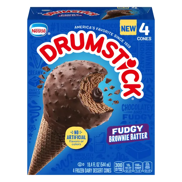 Drumstick Fudgy Brownie Batter Frozen Dairy Dessert Cones - 4 ct