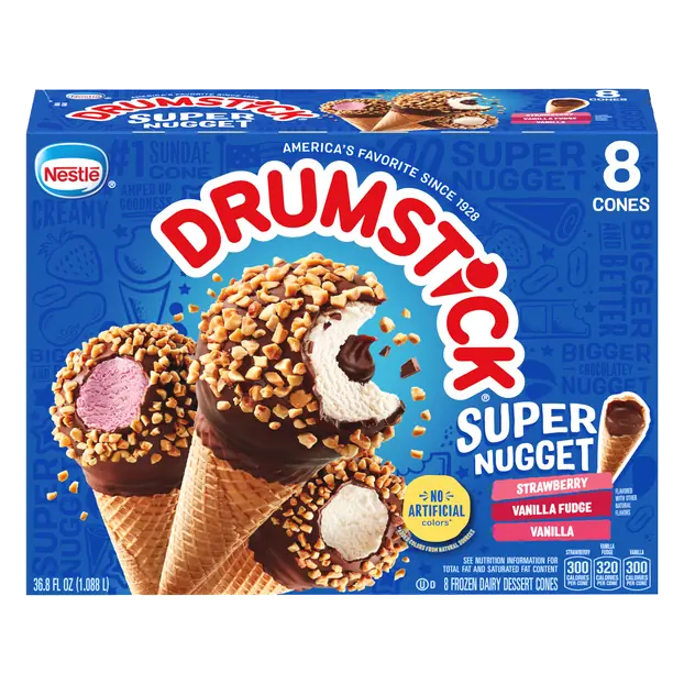 Super Nugget Variety Frozen Dairy Dessert Cones - 8 ct